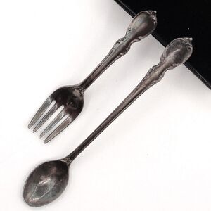 Vintage 1847 Rogers Bros Remembrance Silverplate Child Fork Spoon Set IS Ornate